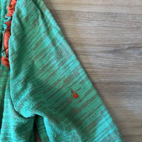 Nuvula Size XS Tie Waist Cardigan Green Floral Crochet Art To Wear Twee Boho - Picture 7 of 9